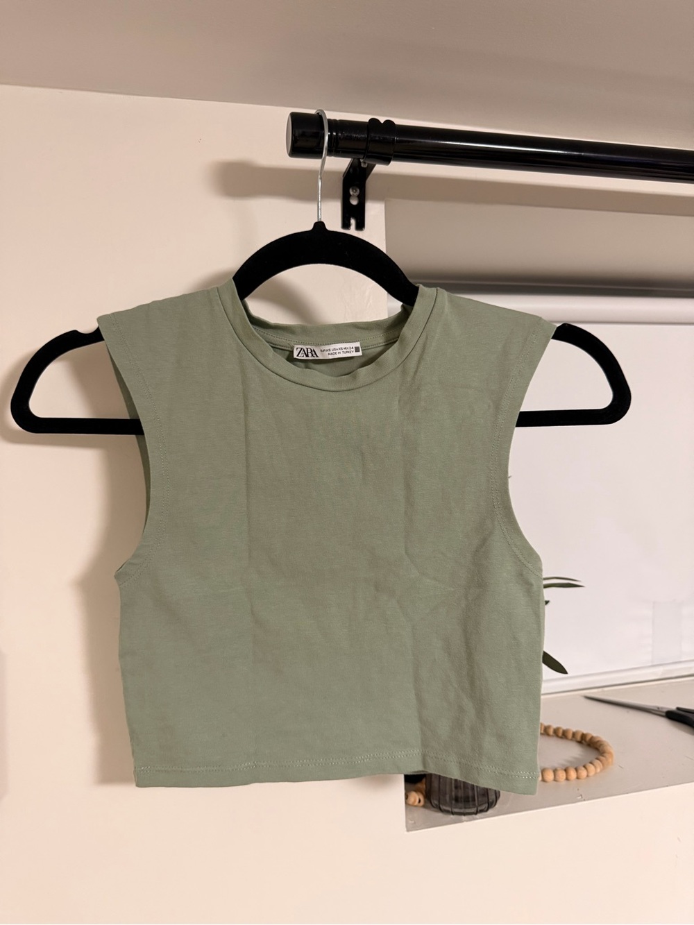 Zara Light Sage Cropped Sleeveless Muscle Tank